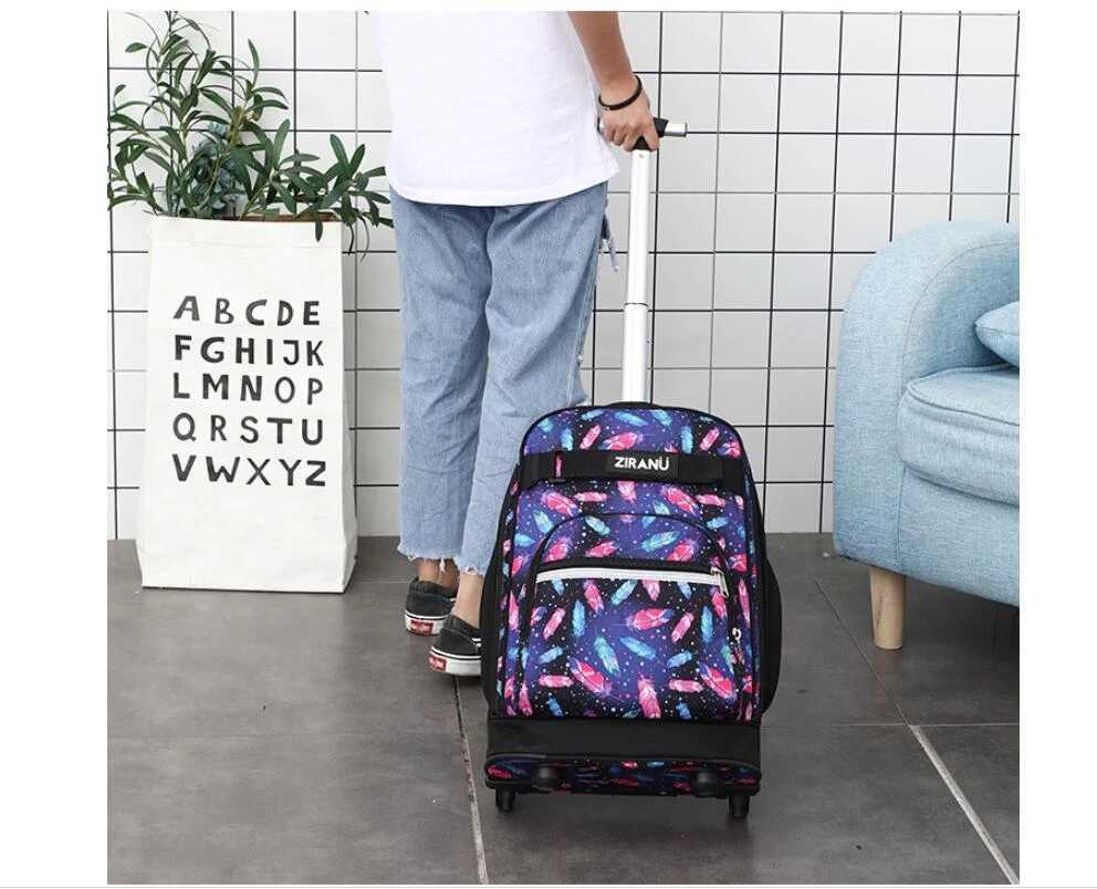 18 inch Children School Rolling backpack Wheeled backpack kids School backpack On wheels Trolley backpacks bags for teenagers Y240820