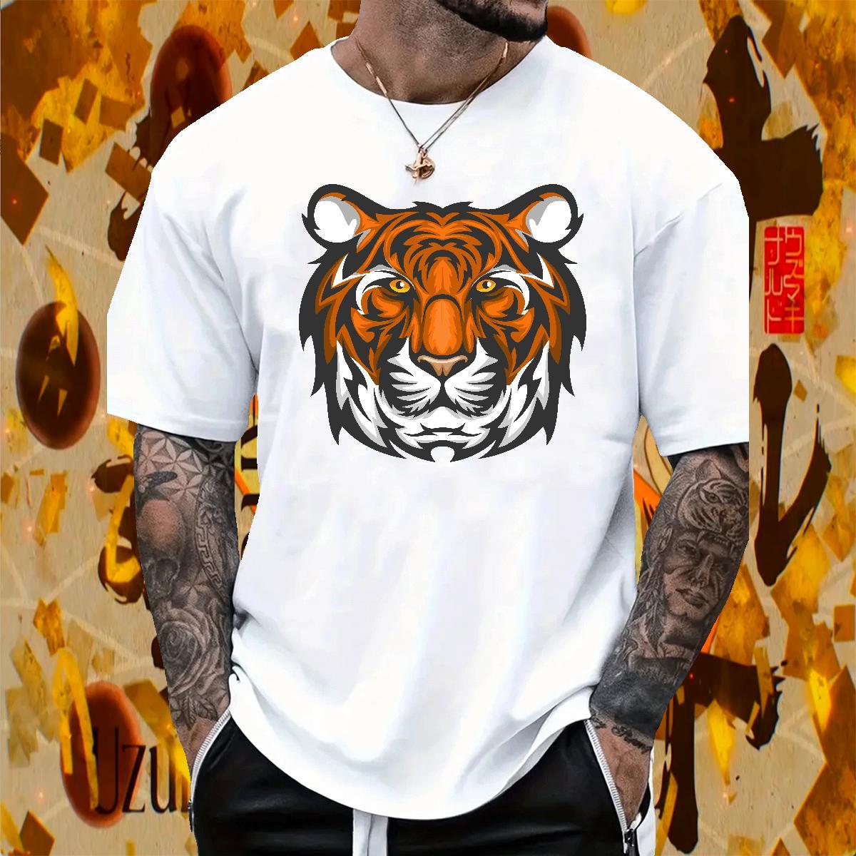 Comfortable Man T Shirts tiger Breathable Soft Street Custom Anime 230g Pure Cotton Couples T Shirts 2024 DIY Polos