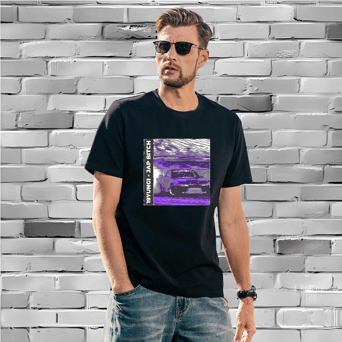 Cool car T shirt Street Wear Men Tops Tees 230g 100% Cotton DIY Customized Breathable Crew Neck Floral Print Tshirts