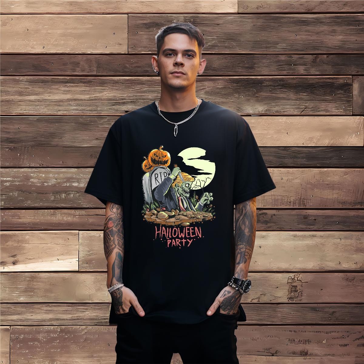 Cool Design Men T Shirts halloween Breathable Soft Home Outdoor DIY Logo Oversized 230g Pure Cotton Tshirts Classic Polos