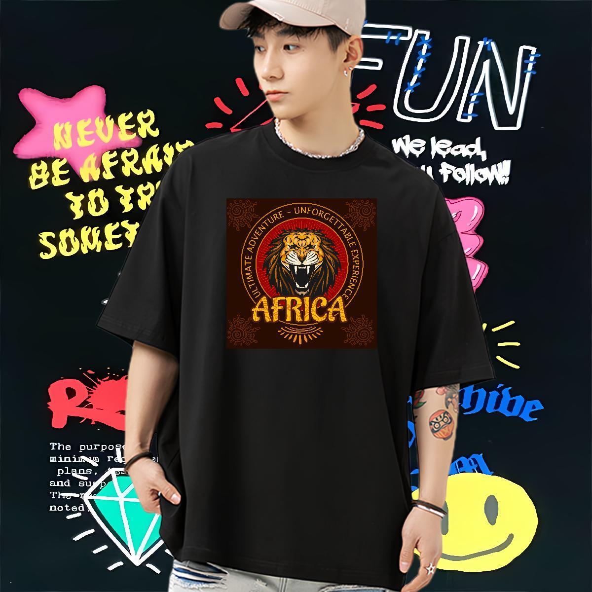 DIY Tshirts lion Street 100% Cotton 230g Clothings Breathable Short Sleeve Cool Design Mens T Shirts Custom Cartoon