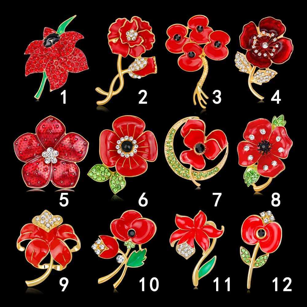 Red poppy saffron breast womens commemorative party casual clothing set dress decoration breast pin jewelry gift wholesale W240815