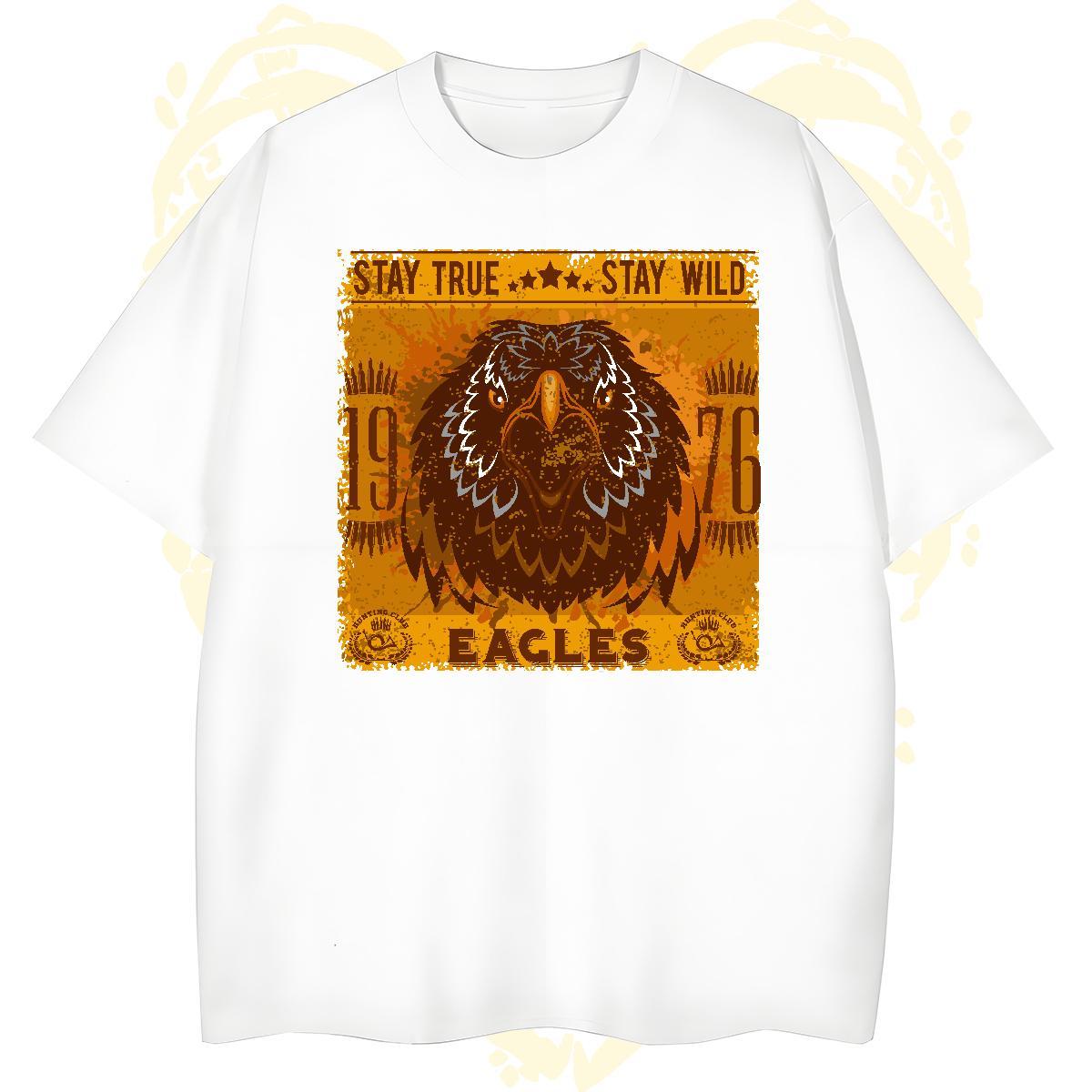 Loose T Shirts Men eagle Breathable Beach White Plus Size 230g 100% Cotton Men Tees New Tops Shirt