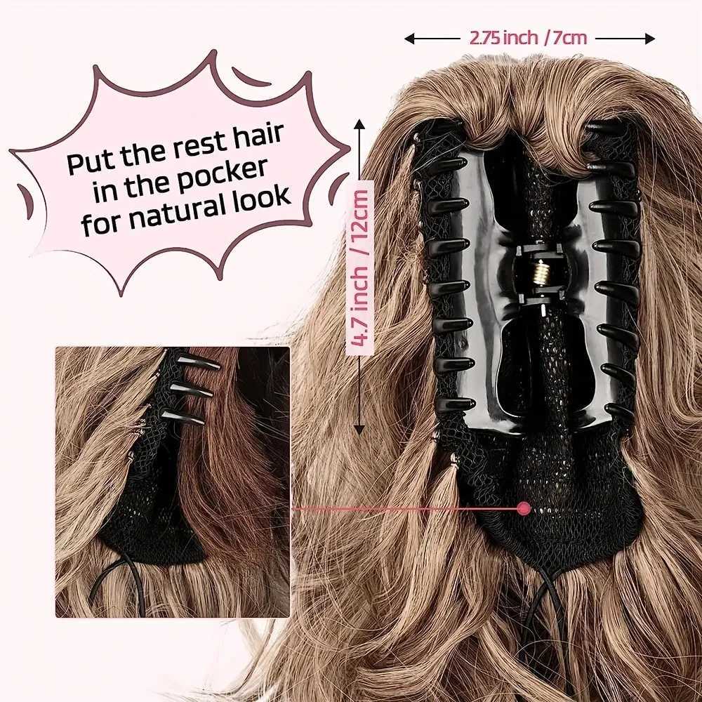 12 inch body wave claw clip in ponytail hair extension Wigs short curly synthetic ponytail female hair accessory W240817