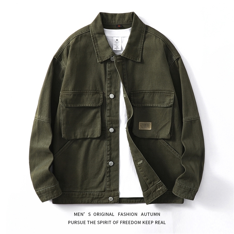 Autumn American Gangster Handsome Mens Workwear Denim Jacket Hundreds of retro classic Japanese denim casual blouse shirt y240819