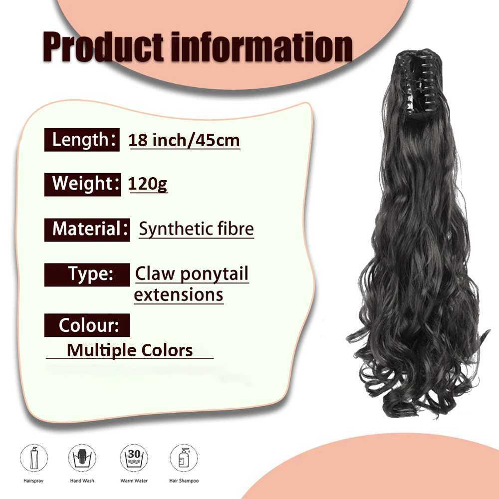 45CM synthetic long curly hair claw clip ponytail hair extension fake hair fluffy hair can be woven W240817