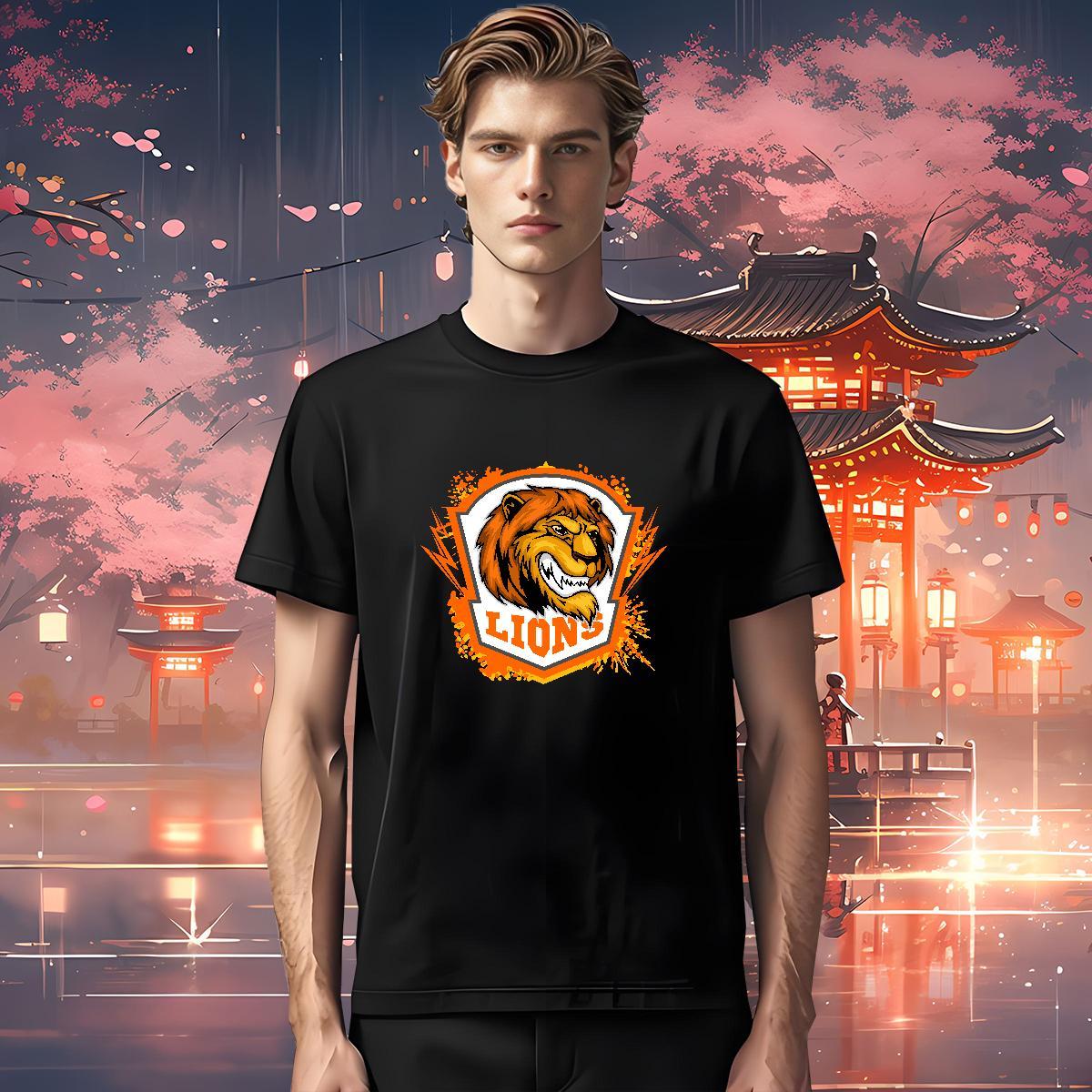 Comfortable Man T Shirts lion Pure Cotton Casual Plus Size Cartoon 230g 100% Cotton Tshirts Fashion New Tops Shirt