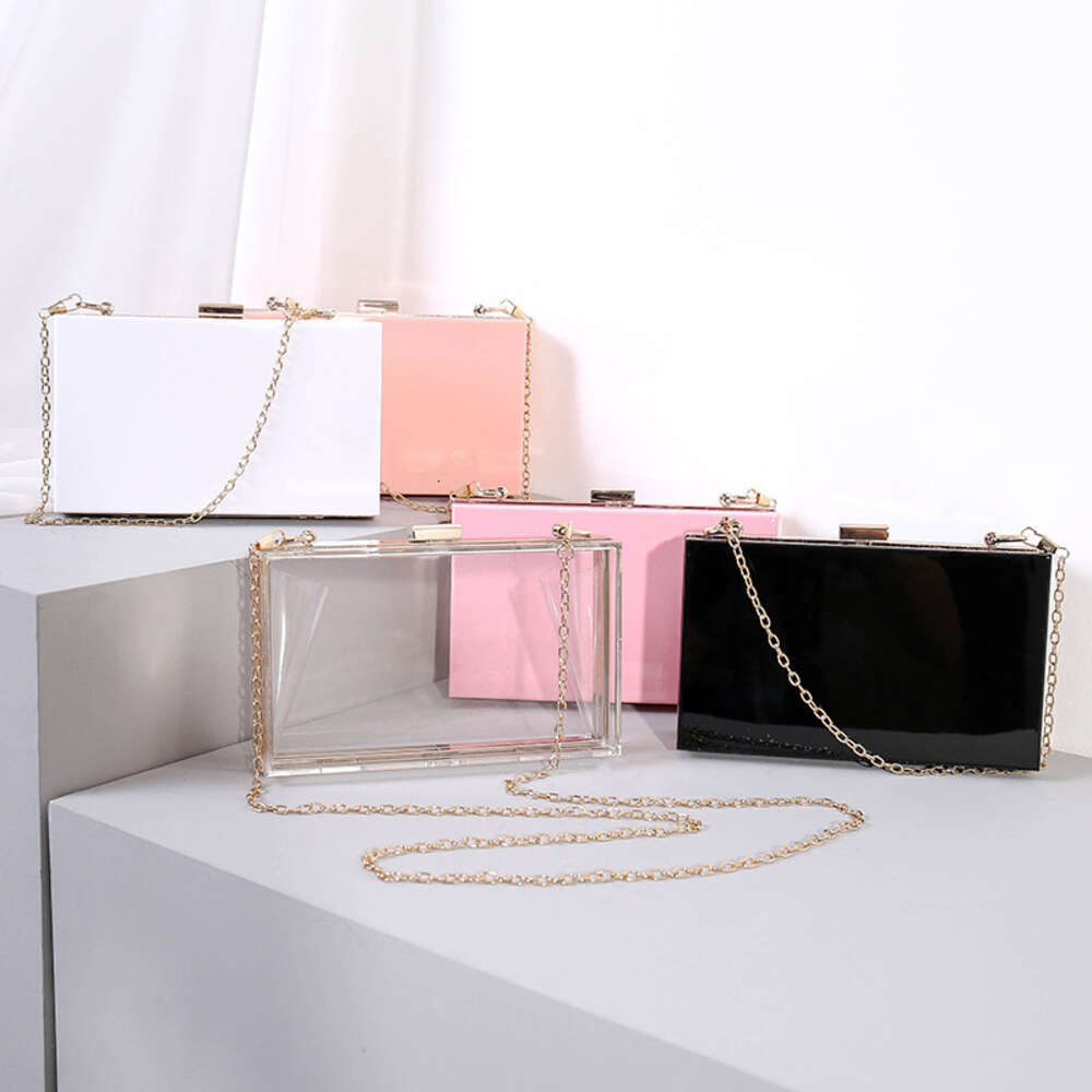 Transparent acrylic chain crossbody box small square women's banquet bag, hand-held bag