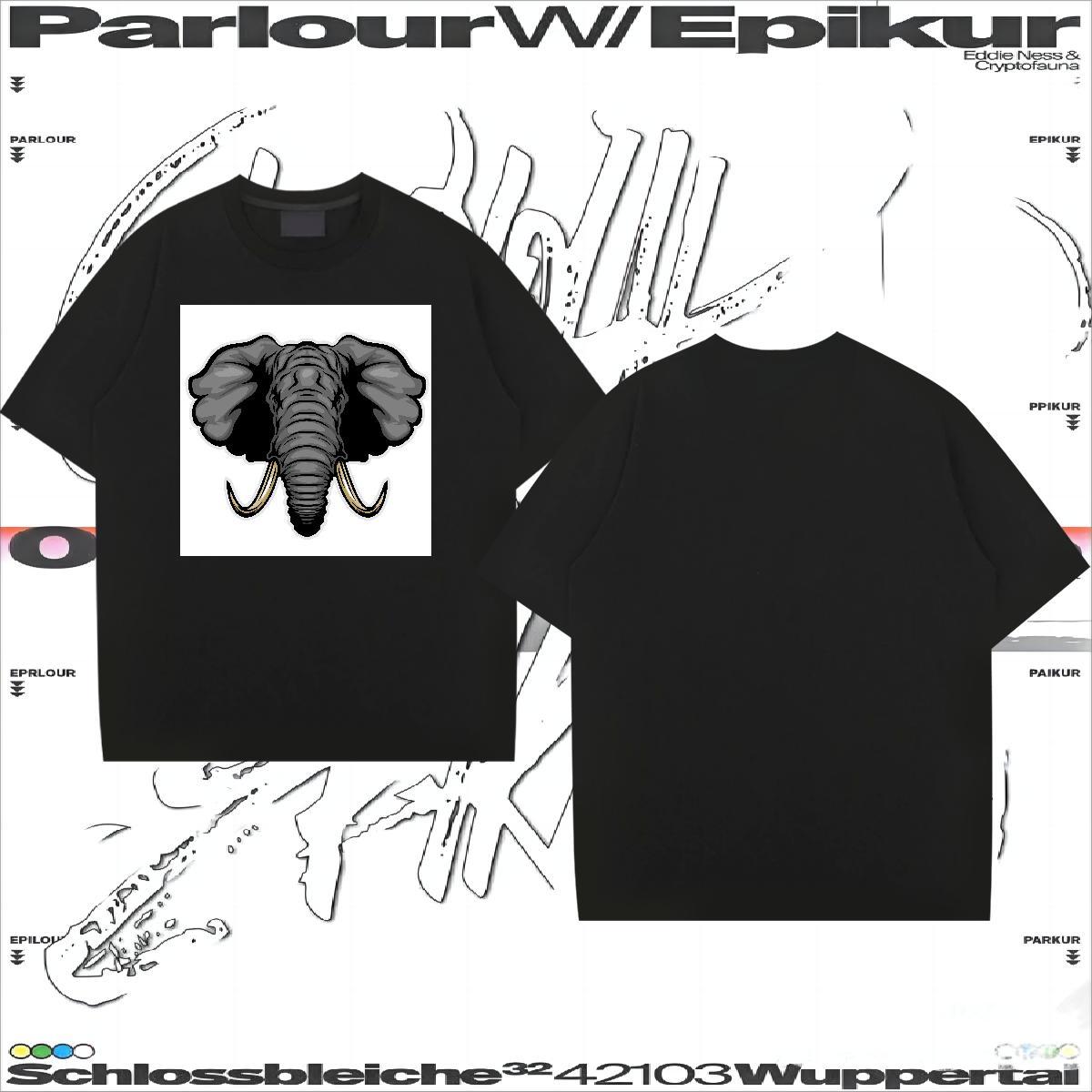 Soft T-Shirts elephant Round Neck Short Sleeve Casual Cartoon Printing L-4XL 230g 100% Cotton Couples T Shirts New Arrival Tops Tees
