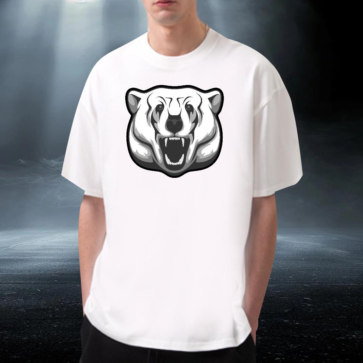Unisex Men Clothes T-Shirt Home Outdoor 100% Cotton 230g Custom Anime Pure Cotton bear Man T Shirts Fashion Clothings