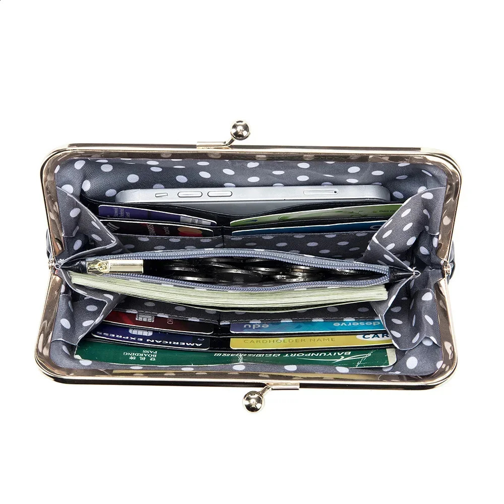 Genuine Leather Long Clutch Wallet Clip Bags Vintage Coin Purse Card Holder Key Lipstick Storage Phone Pouch Case for Women 240820