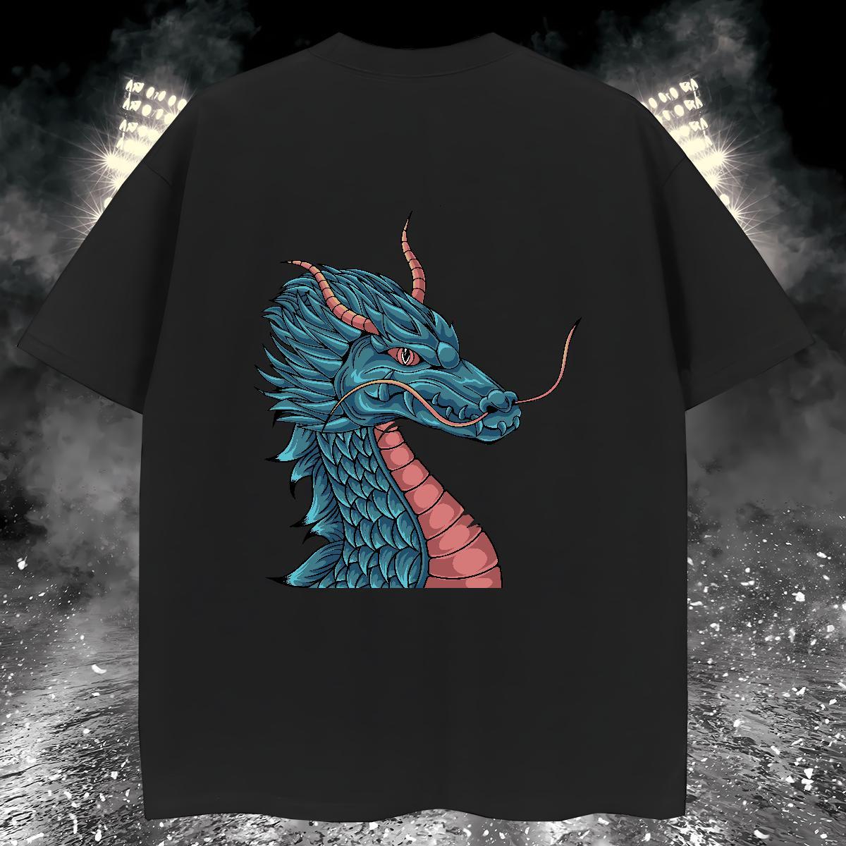 T-Shirts for Men 100% Cotton 230g dragon Casual Daily Wear Round Neck Short Sleeve Custom Printed Men Tees Stylist Loose Fit Tshirts