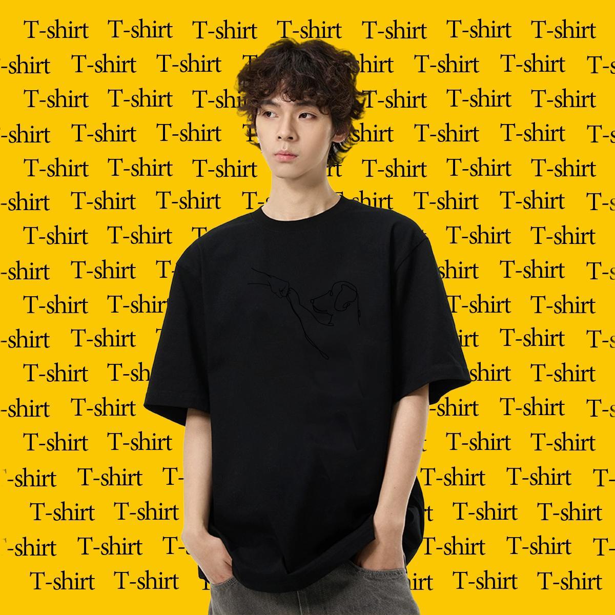 Unisex Couples T Shirts Casual 230g 100% Cotton Anime Print Short Sleeve O-Neck letter T shirt Designer Tee Shirt