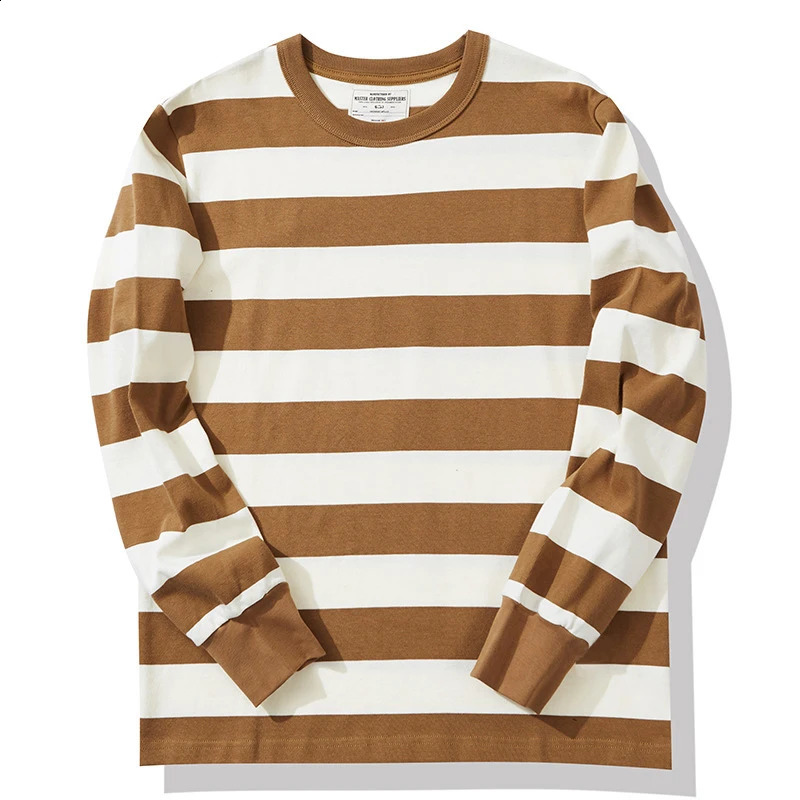 Simplicity Stripe Print T Shirt For Men Fashion Comfortable Cotton Long Sleeve T-shirt Leisure O-neck Pullover Autumn Loose Tops 240820