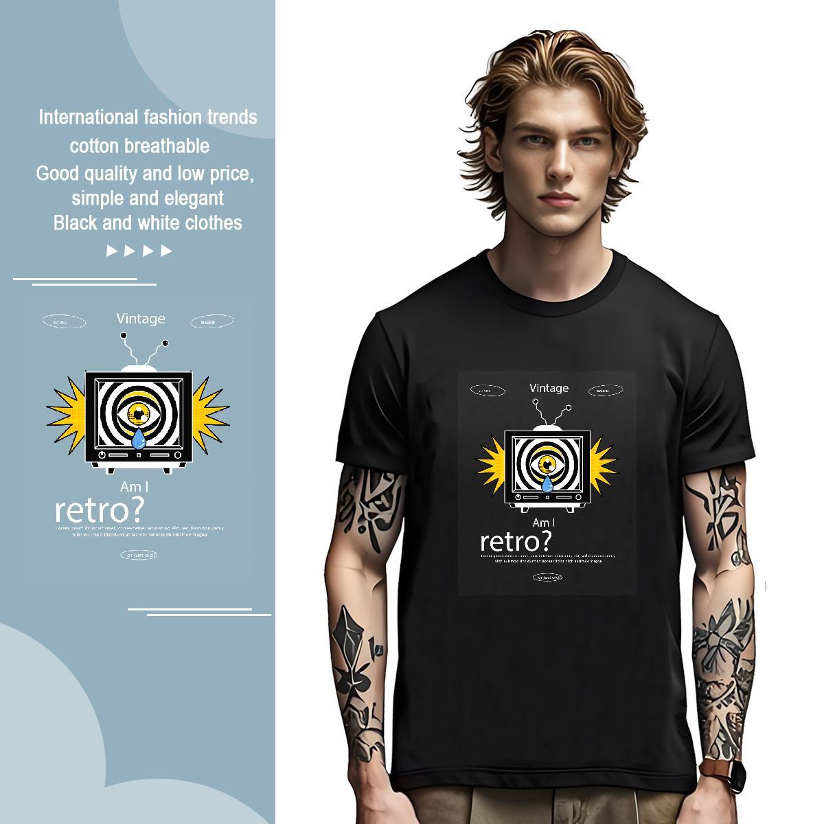 Loose watching 230g 100% Cotton Men Clothes T-Shirt Spring Summer Breathable Crew Neck T Shirts Men Designer Fashion Custom Anime Polos
