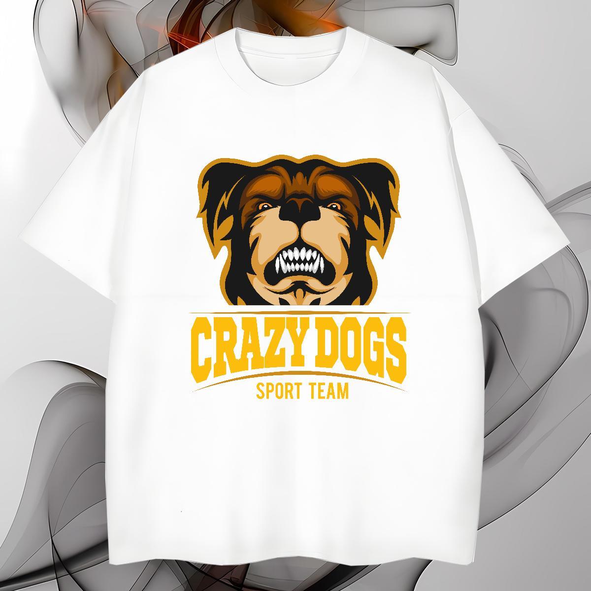 Brand Men T Shirts crazy dog Breathable Crew Neck Street wear Hip Hop Oversized 4XL 230g Pure Cotton Men Tshirts Wholesale Tees Shirts