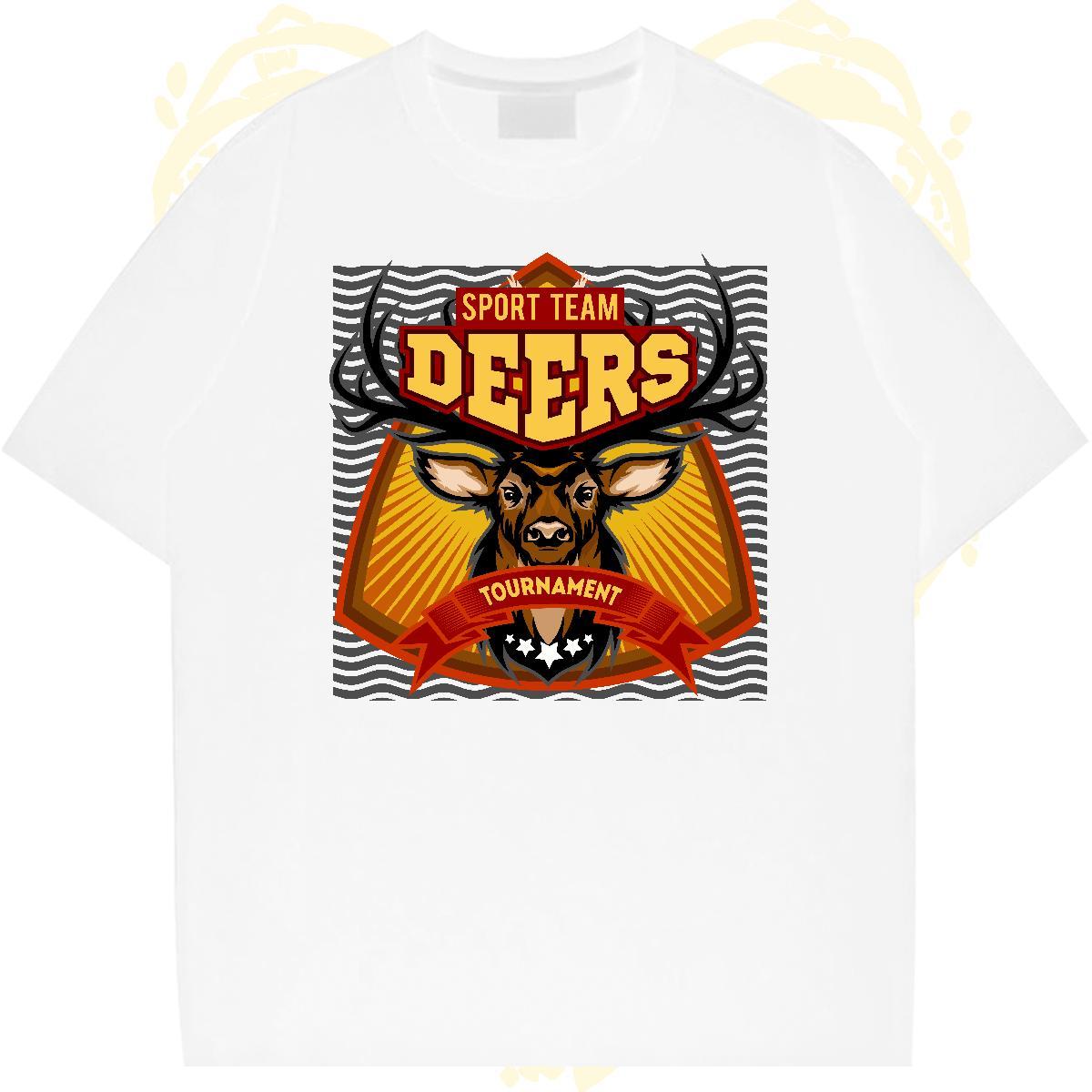 Cool T Shirt For Man deer Breathable Street wear Hip Hop Cartoon Printing L-4XL 230g Cotton Men Tops Tees Factory Direct Clothes