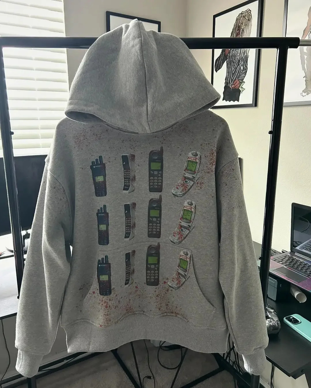 Harajuku Beiri Bloody Service Phone Hoodies Women Streetwear Oversized Hoodie Y2k Top Sweatshirt Casual Tracksuit Men Clothing 240819