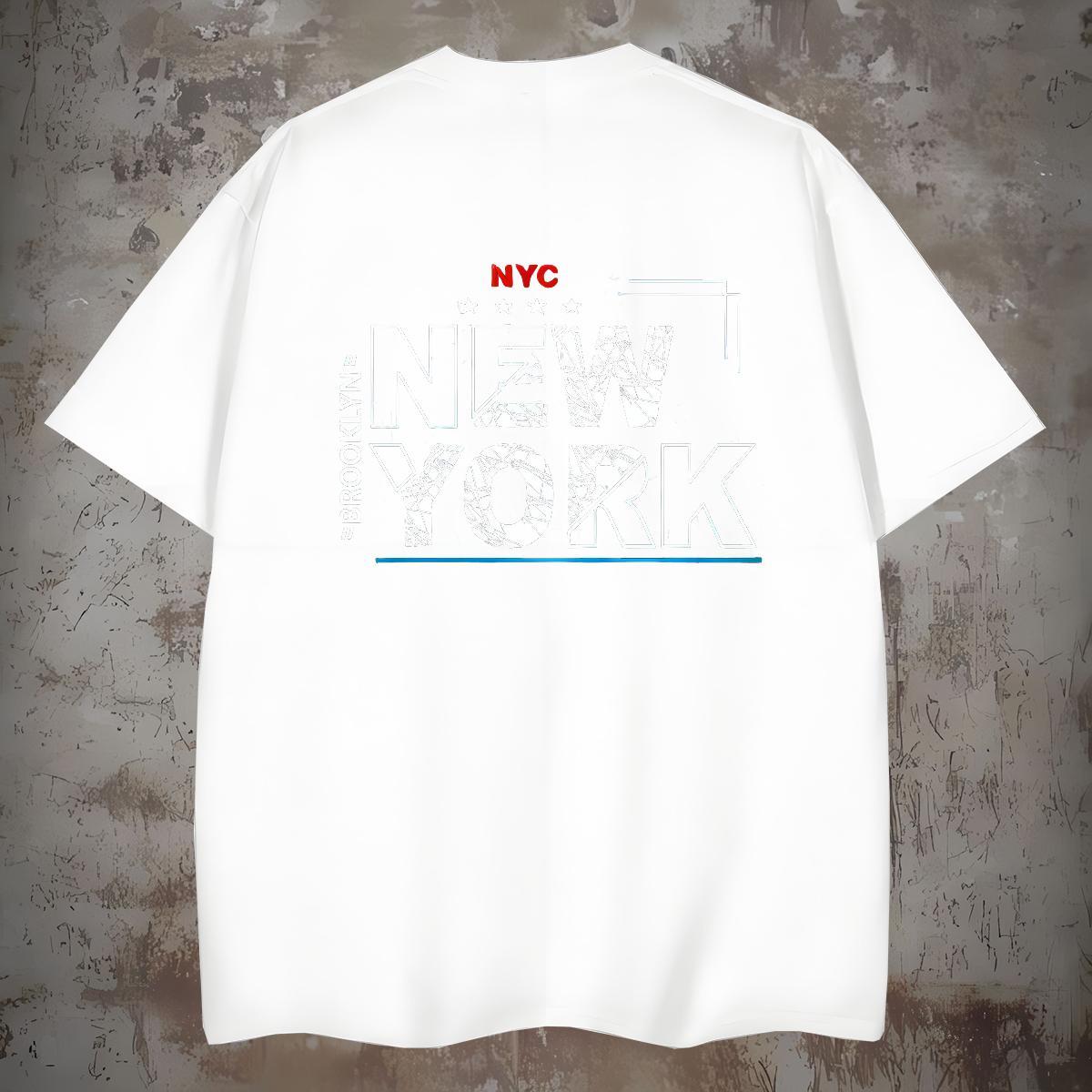 Loose New York T-Shirts for Men Home Outdoor Couples T Shirts 230g Pure Cotton Classic Casual O-Neck Short Sleeve Cartoon Printing L-4XL Tshirts