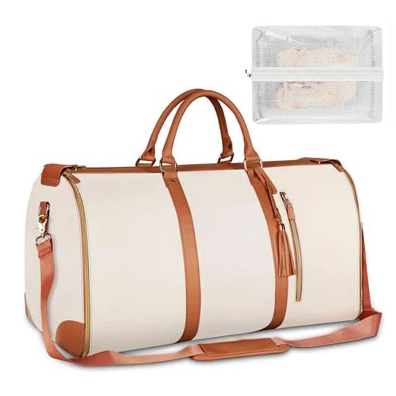 Foldable Womens Travel Convenient Carry-on Clothing Bag Large PU Leather Duffel Bag Womens Business Travel Bag CL240820