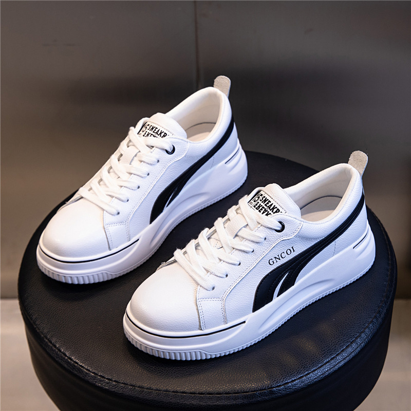 Ddmysports Top Layer Cowhide Single New Autumn Winter Thick Soled Casual Small White For Women Sports Breathable And Fashionable S Shoes OUTDOOR