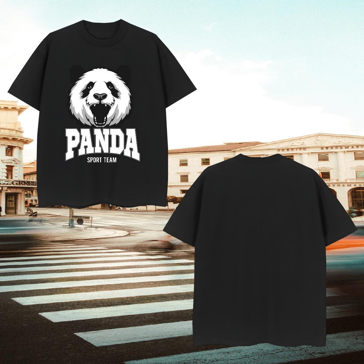2024 DIY Men Tees panda High Street Hip Hop 230g 100% Cotton Tops Tees O Neck Short Sleeves High Quality T-Shirts Custom Printed