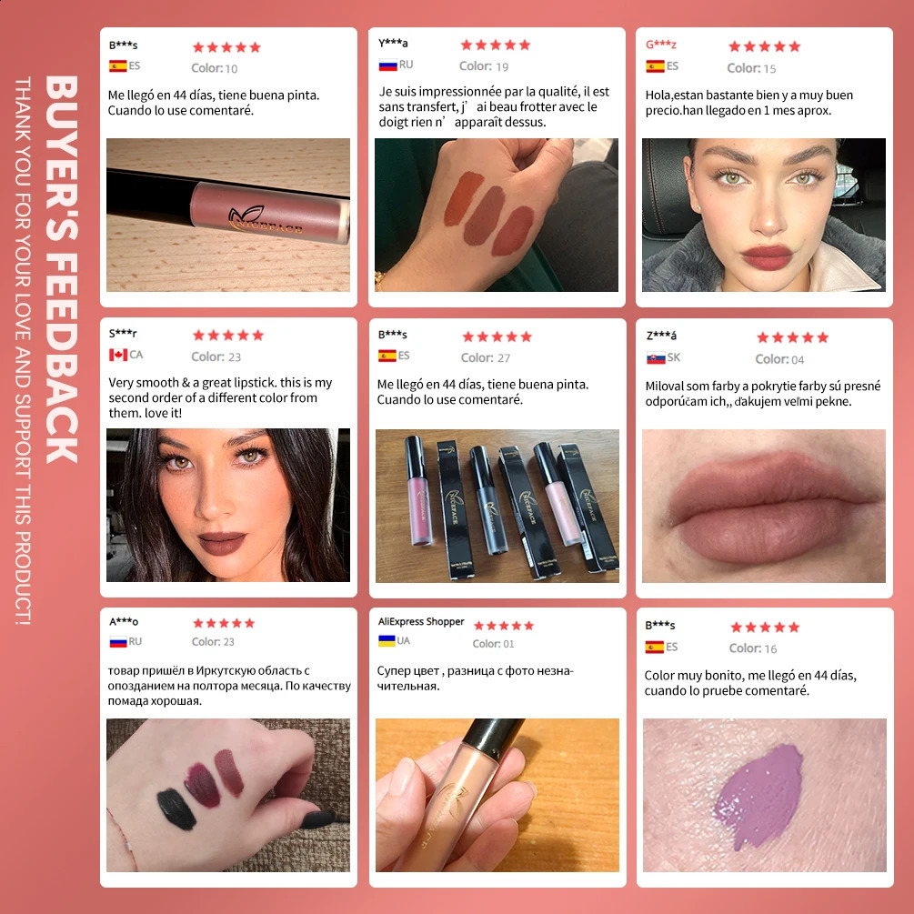 NICEFACE 29 Colors Liquid Lipstick Makeup Waterproof Matte Red Lip Gloss Long Lasting Nude Lip Tint Makeup Pigment Cosmetics 240819
