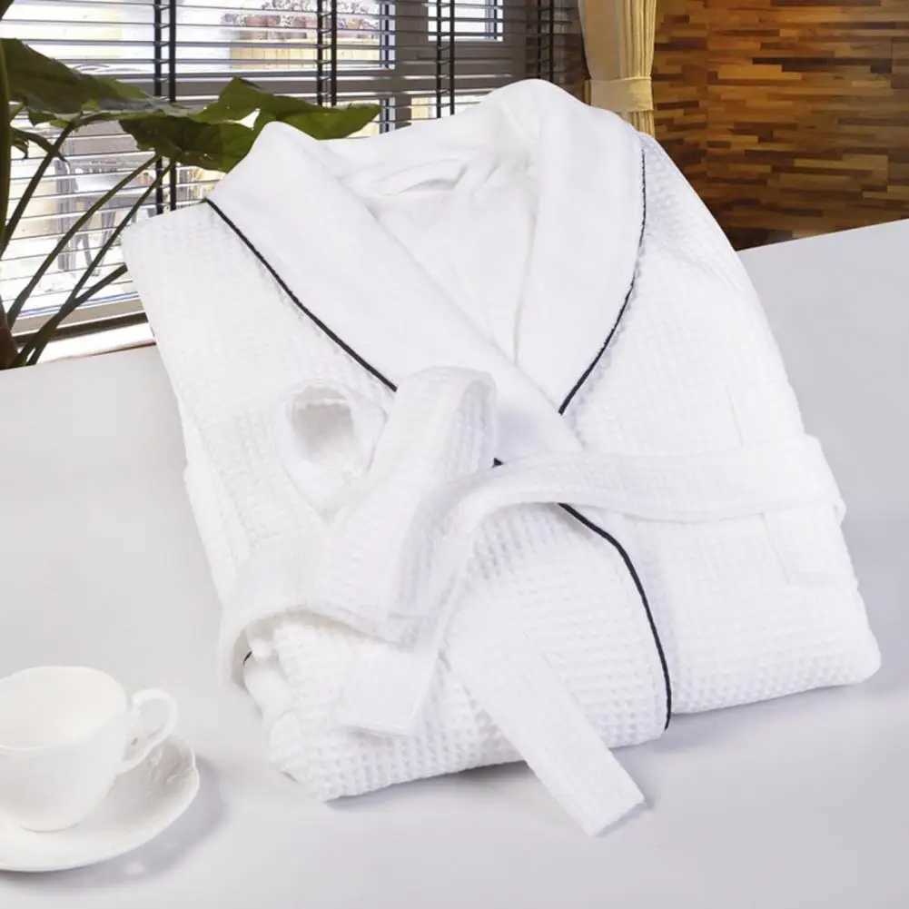 Neutral Night Cat V-neck Soft Lace Waist Pocket Pajama Spring Towel Bathroom Hotel Dress Beauty Salon Shower DressW240719