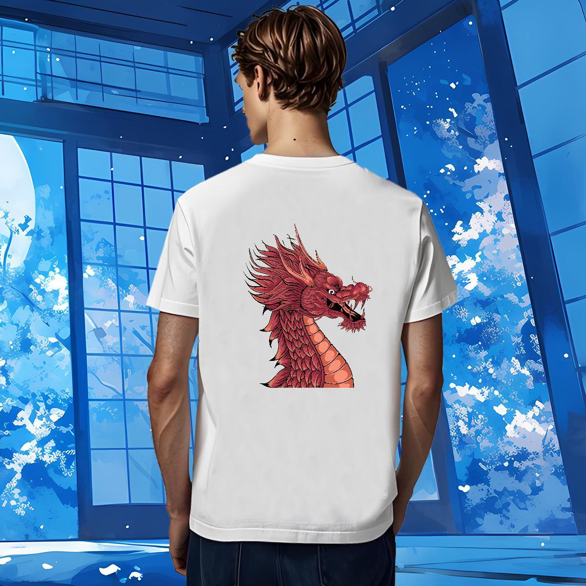 T-Shirts for Men 230g Cotton dragon Casual Beach Round Neck Short Sleeve Custom Anime Couples T Shirts Free Shipping Designer Tee Shirt