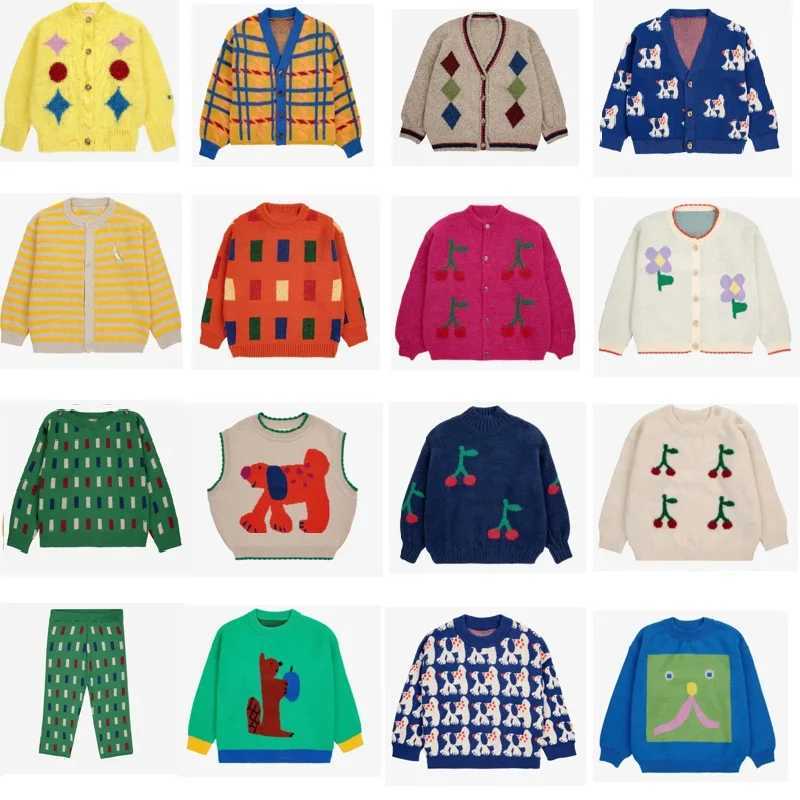 Childrens Sweater 2024 Fall And Winter New Cartoon Printing Girls Cardigan Jacket Cotton Loose Boys Sweater Childrens ClothingXJ240819