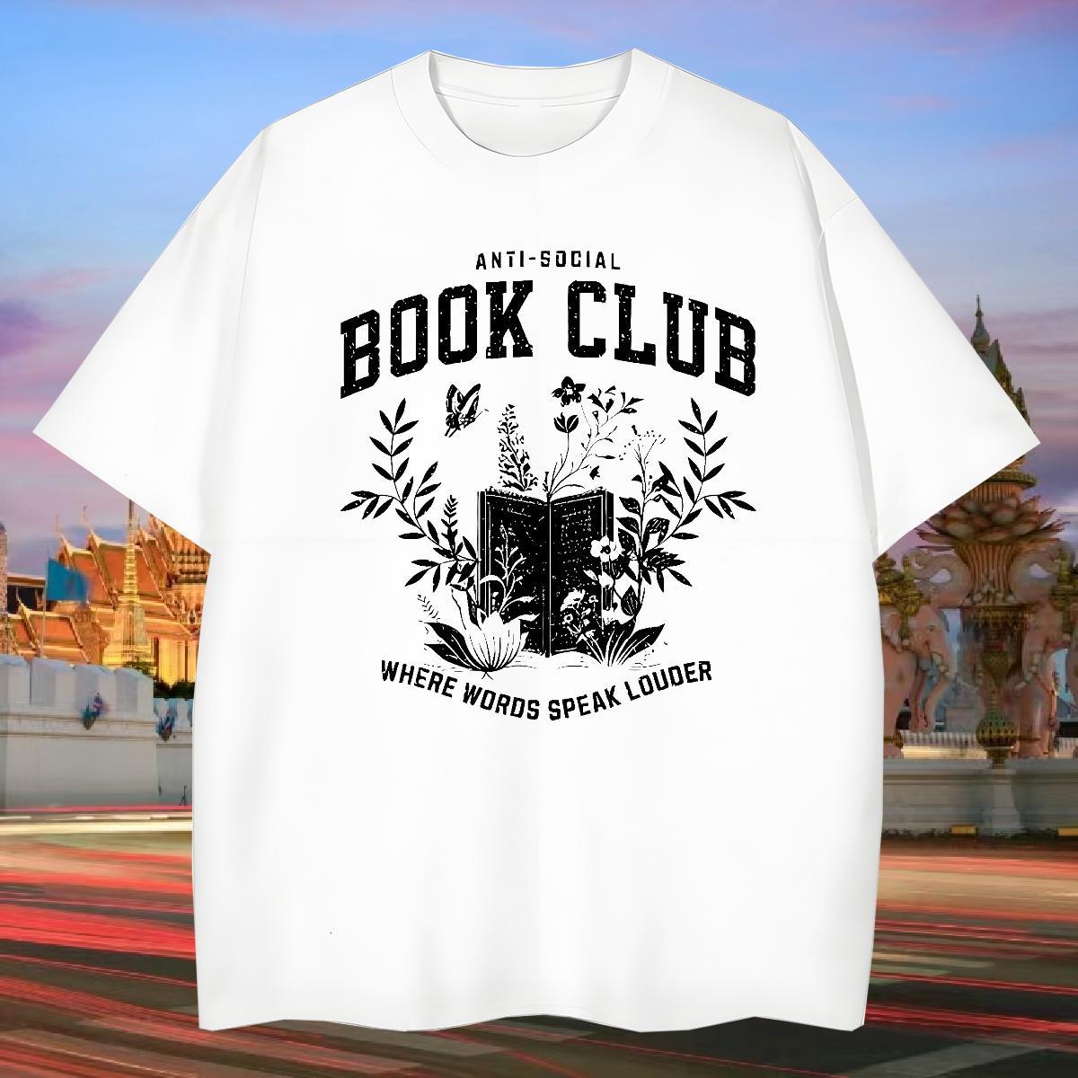 T Shirts Men 230g Cotton book Casual Breathable DIY Printed Couples T Shirts New Designer Loose Fit Tees