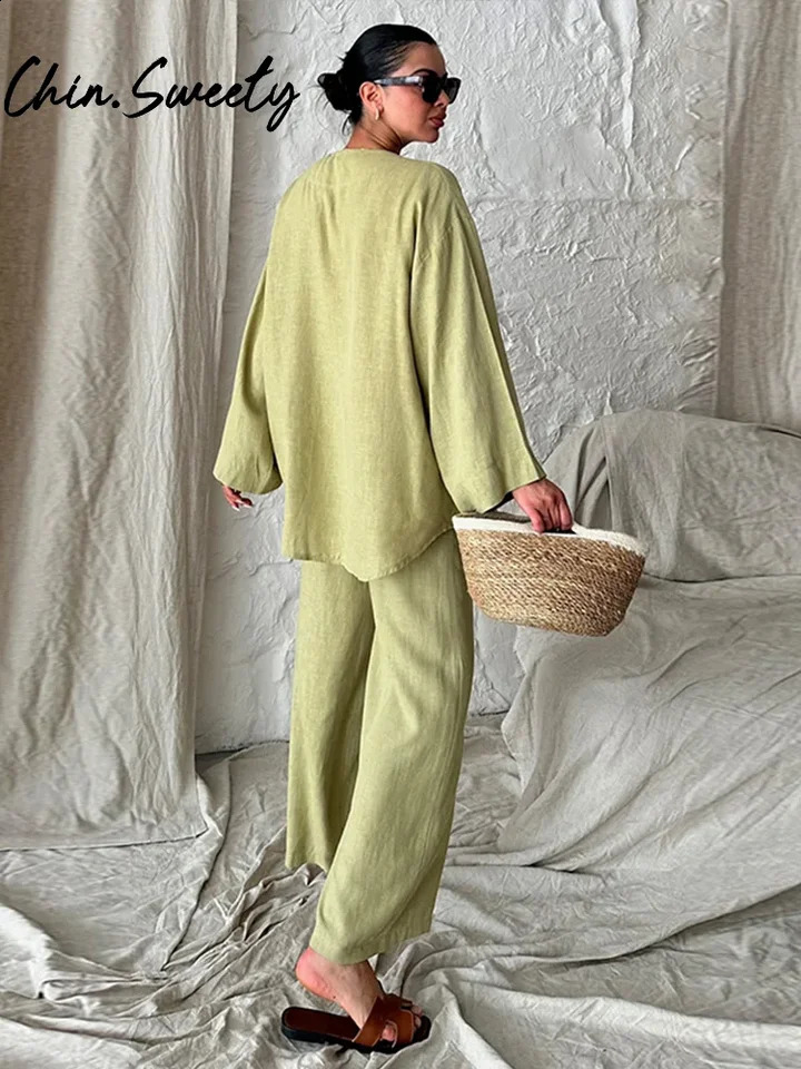 Casual Solid Lace Up Shirt Trouser Set Women Chic Long Sleeve V Neck Cardigan Wide Leg Pants Suit 2024 Autumn Elegant Lady Sets 240819