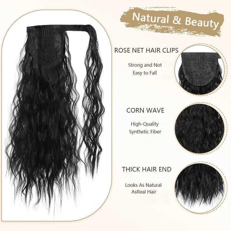 Corn wave ponytail extension pack long curly wave ponytail synthetic ponytail 18 inch female hair W240817