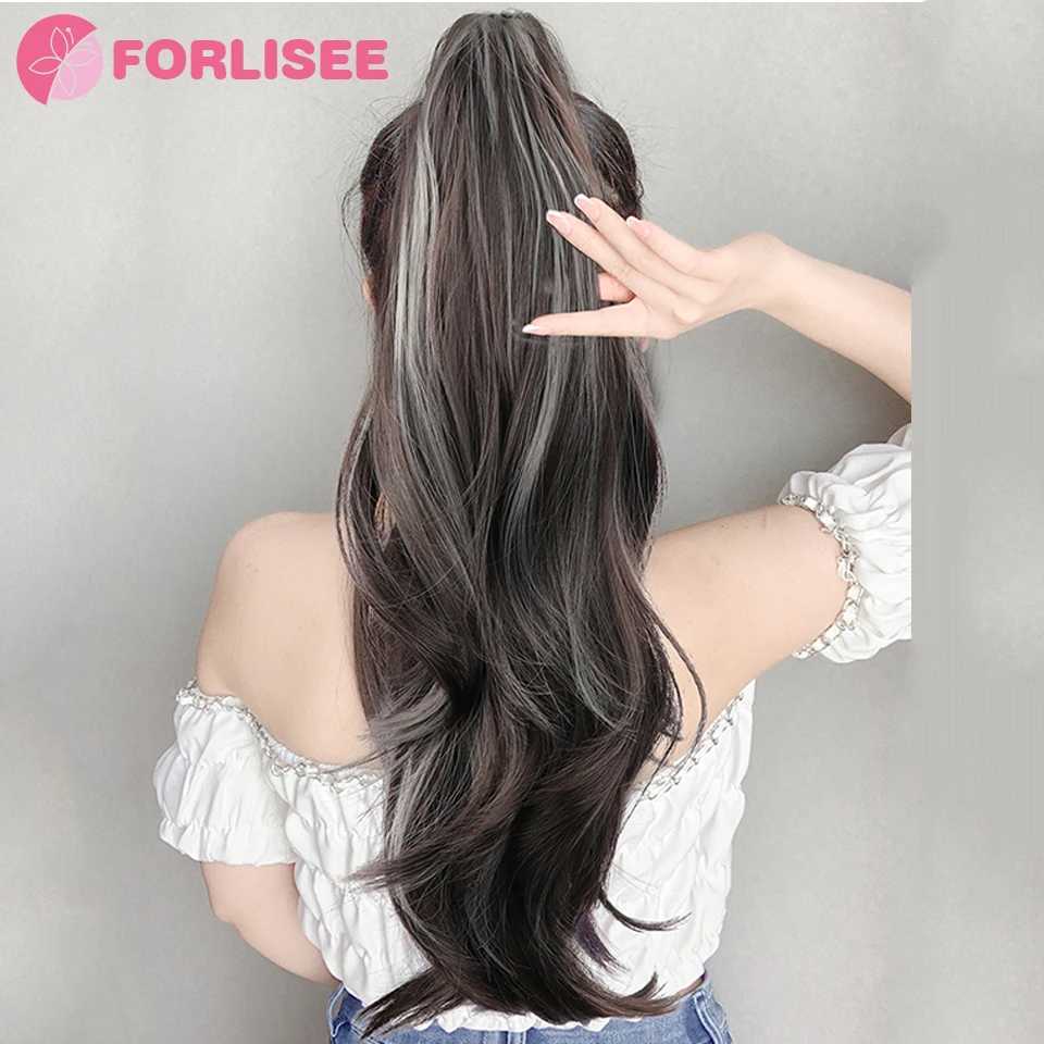 Synthetic ponytail female cloud Permed high knitting fashionable fluffy claw clip picking dyed curling ponytail W240817