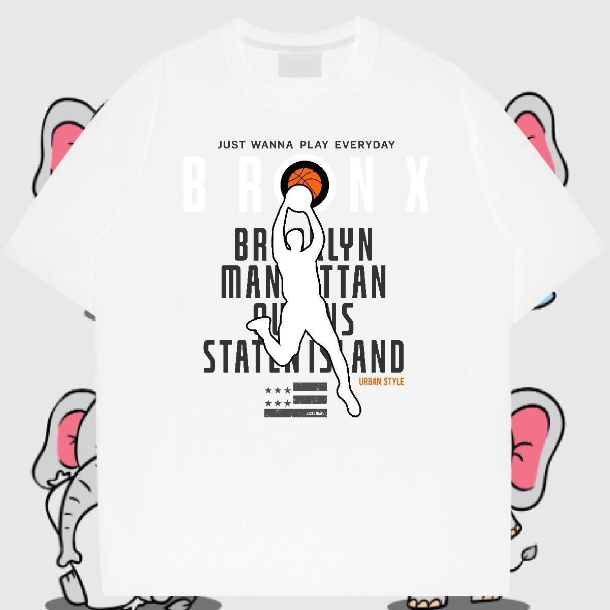 Classic Casual basketball Tshirts 100% Cotton 230g T Shirt For Man Black White Home Outdoor Breathable Short Sleeve Unisex Clothes