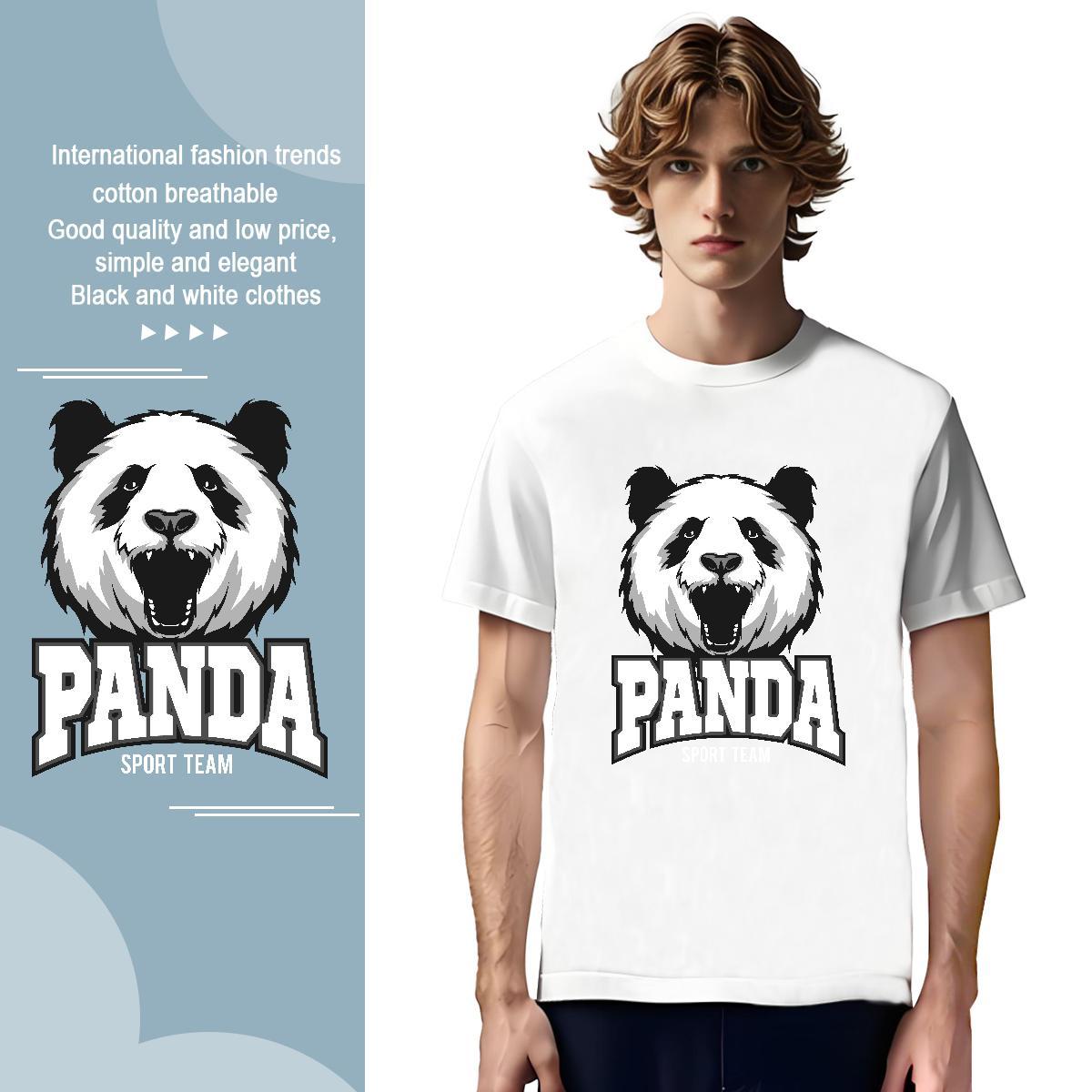 Classic T Shirt For Man panda Breathable Crew Neck High Street Hip Hop Black Oversized 100% Cotton 230g Men Clothes T-Shirt New Designer Tops Tees