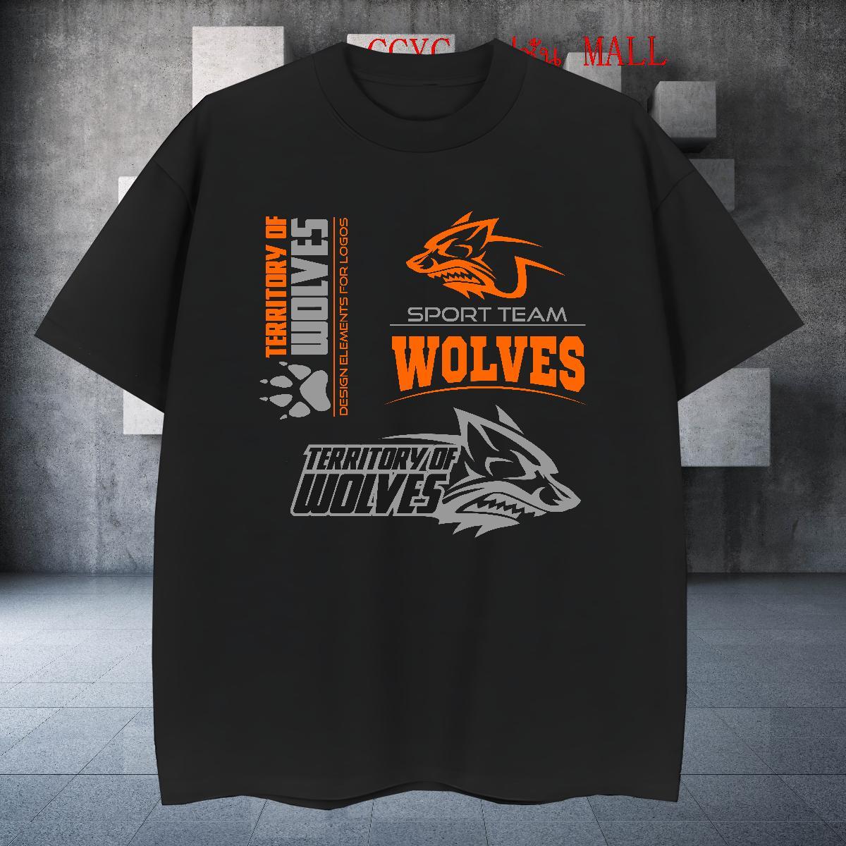 Designer Tshirts wolf Spring Summer 100% Cotton 230g Tees O-Neck Short Sleeve Classic T-Shirts for Men Oversized