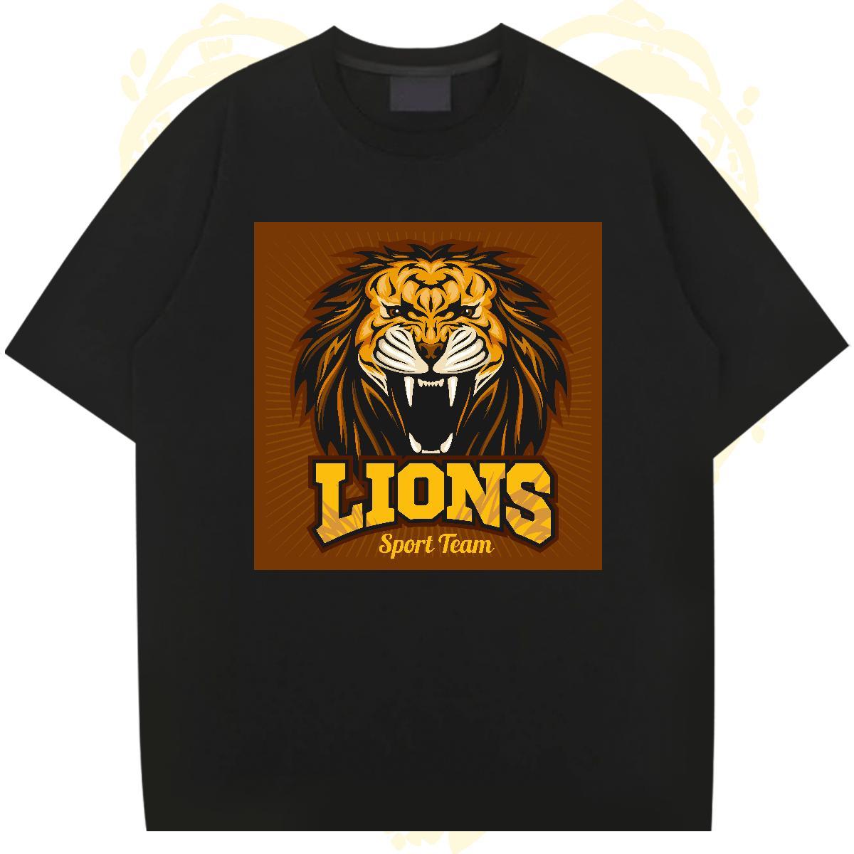 High Quality T Shirts Men lion Breathable Short Sleeve Hip Hop Cartoon Printing L-4XL 100% Cotton 230g Mens Tshirts Brand Tees Shirts