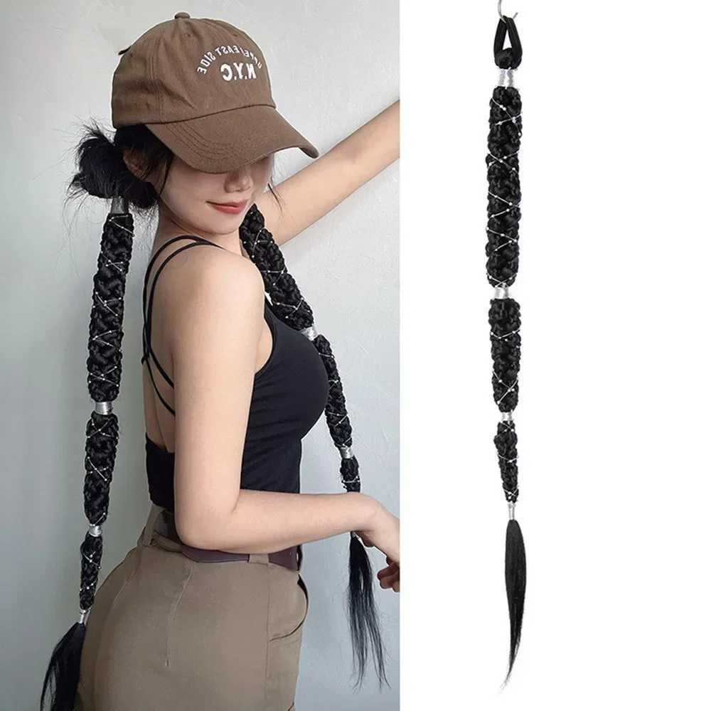 Ultra long Boxing Synthetic Hair Braided Wig Ponytail Hot Girl Cross Chain Female Hair Extension Photo Prop W240817