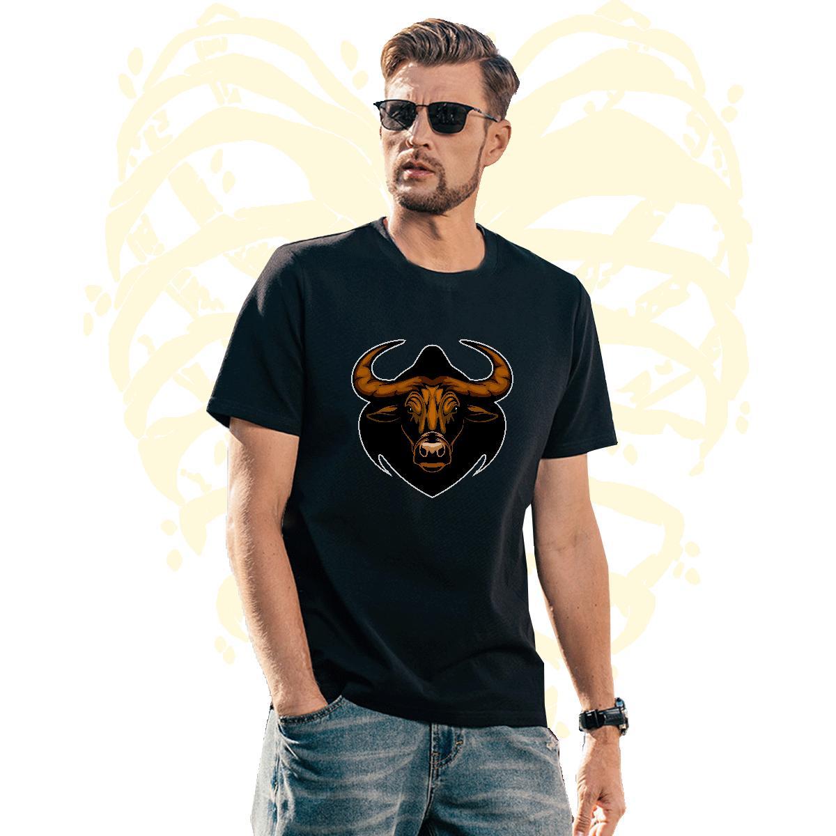 Free Shipping T-Shirts for Men bull Breathable Crew Neck Casual Daily Wear Anime 230g Pure Cotton Couples T Shirts Casual New Tops Tees