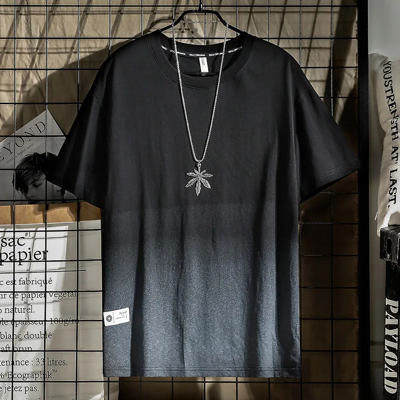 Fashionable summer tie dye cotton Tshirt mens casual loose short sleeved gradient street youth top 240819