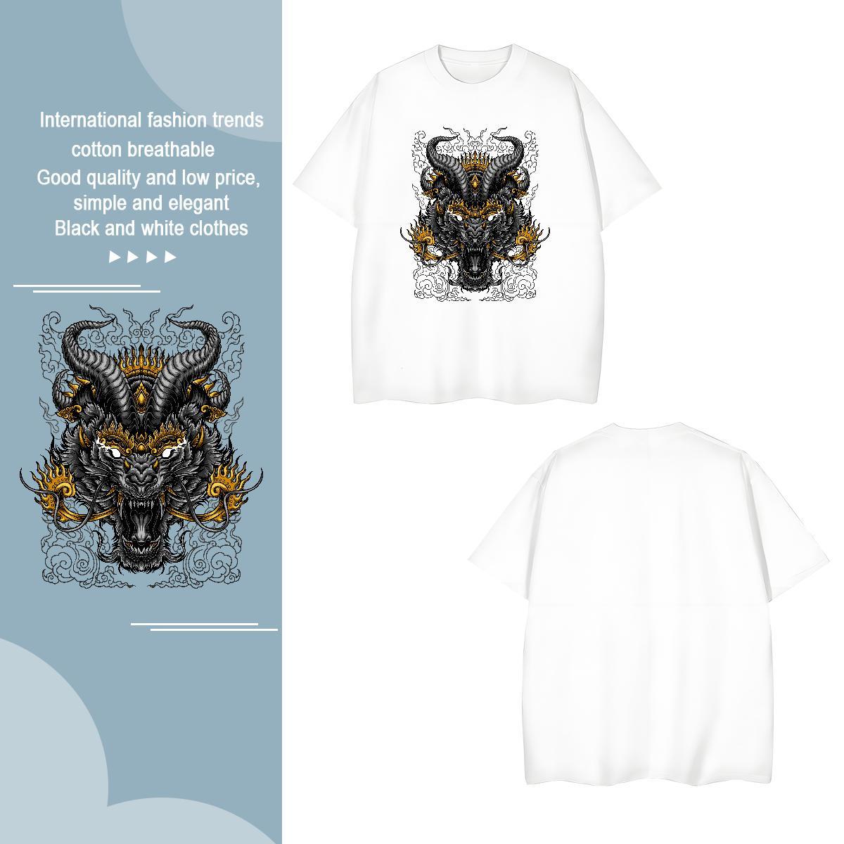 T shirt 100% Cotton 230g ferocity Beach Breathable Crew Neck Cartoon Print Couples T Shirts Customized Cool Design Polos