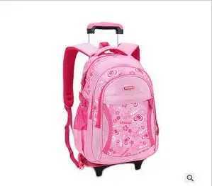Trolley School bags wheeled Backpacks girls Childrens Travel luggage Rolling Bag Girls Kids Travel Trolley Backpack On wheels Y240820