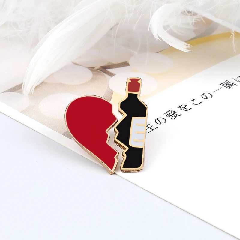 9 heart shaped brooch sets 2PCS/set cartoon enamel brooch suitable for couples best friends beer glasses pizza earth emblem pockets denim jewelry gift