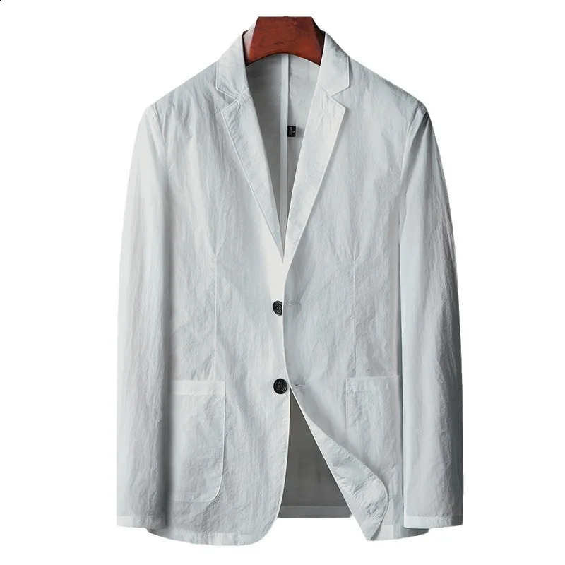 Black Mens Spring and Summer Thin Small Solid Color Business Set Casual Clothing Fashion Single Western Coat 240819