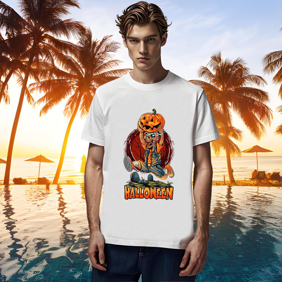 Free Shipping T shirt pumpkin Breathable Crew Neck Casual Beach DIY 100% Cotton 230g Men Clothes T-Shirt DIY Customized Tshirts