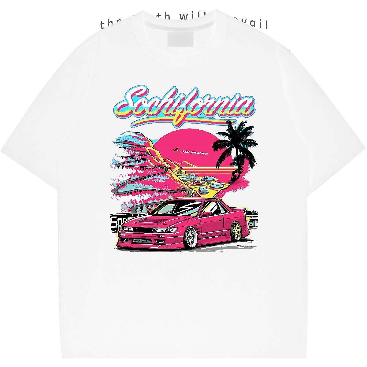 Loose Fit beach 230g Pure Cotton Men Tops Tees Outdoor Breathable Soft T Shirts Men Fashion New DIY Anime Tops Shirt