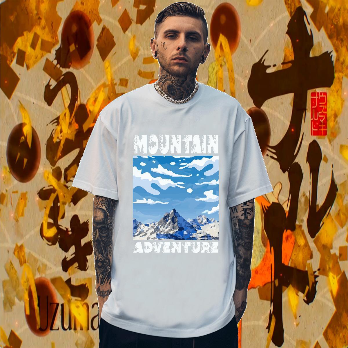 Cool Design Tshirt for Man Woman Beach 100% Cotton 230g Oversized 3XL 4XL Breathable Crew Neck mountains Men T Shirts Fashion New Tops Shirt