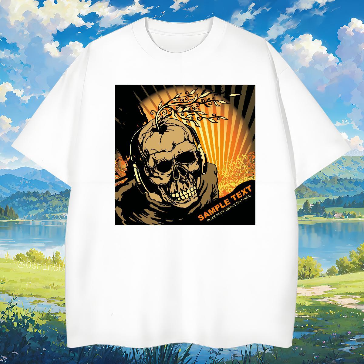 Mens T Shirts 230g Cotton scary Beach Breathable Crew Neck Oversized 3XL 4XL Men Tops Tees Fashion Design Cool Design Wear