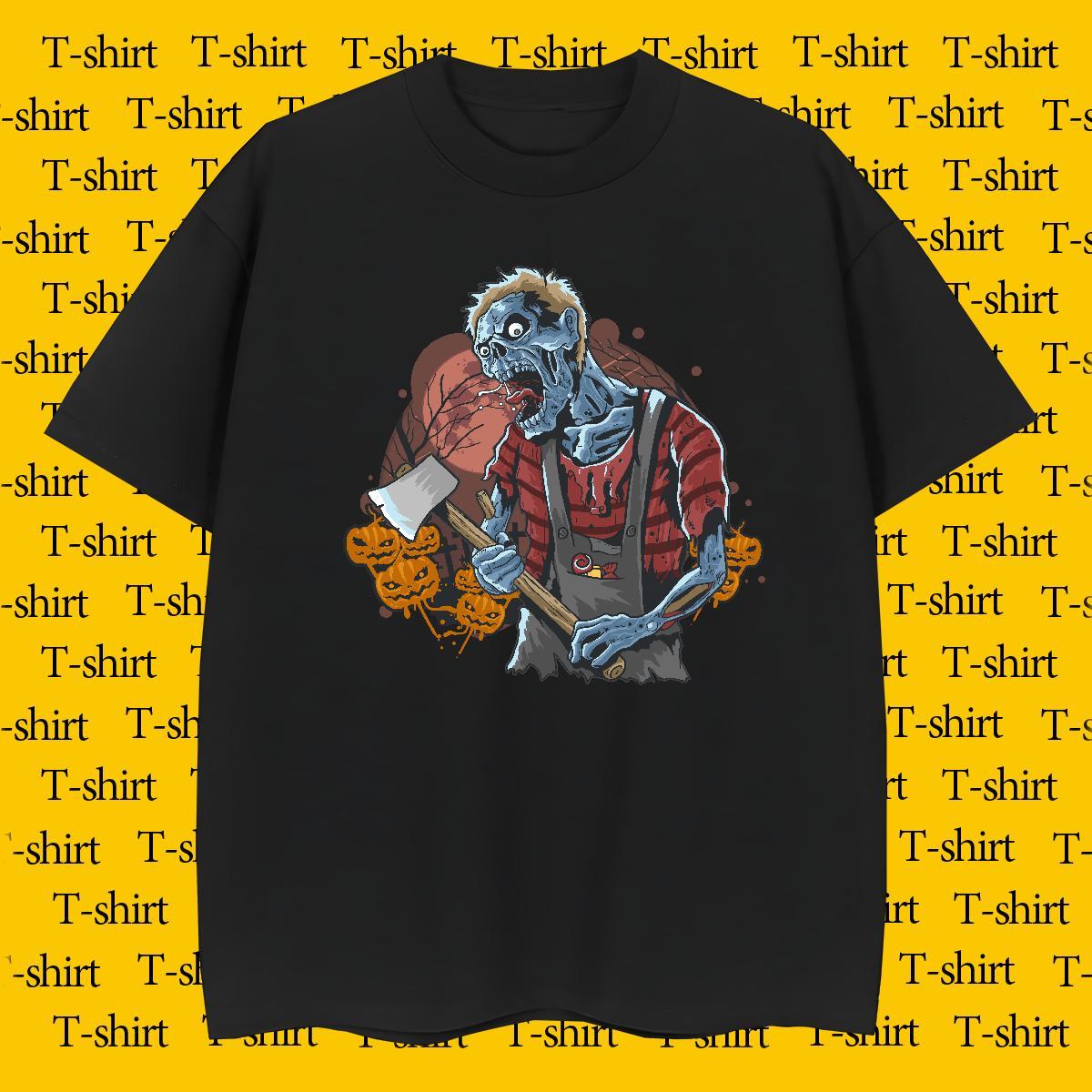 Free Shipping Mens T Shirts zombie Breathable Short Sleeve Street Wear Plus Size Custom 100% Cotton 230g Men Tops Tees Fashion New Polos